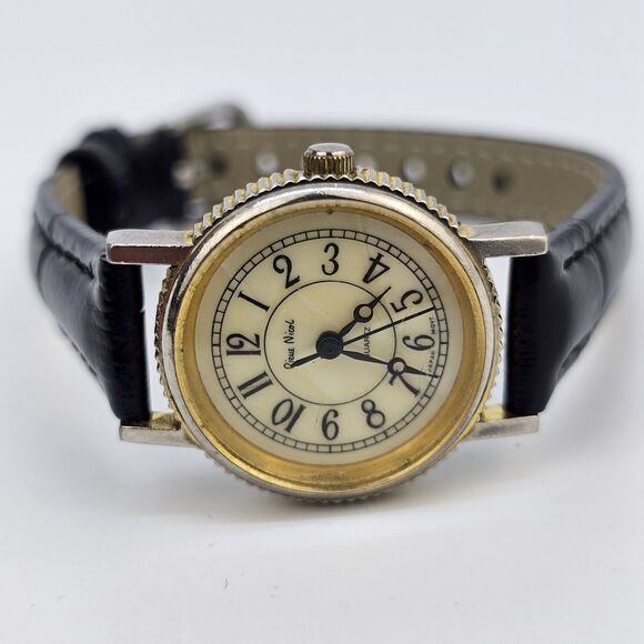 VTG Pierre Nicol Women Watch 24MM Cream Dial New Black Leather Bands New Battery main image 8